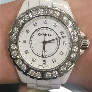 Chanel J-12 Diamond Bezel Watch White Final Sale!